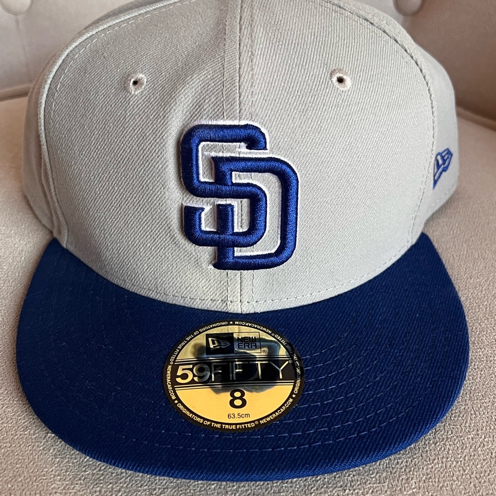 SD Padres New Era 59FIFTY White and Blue Cap